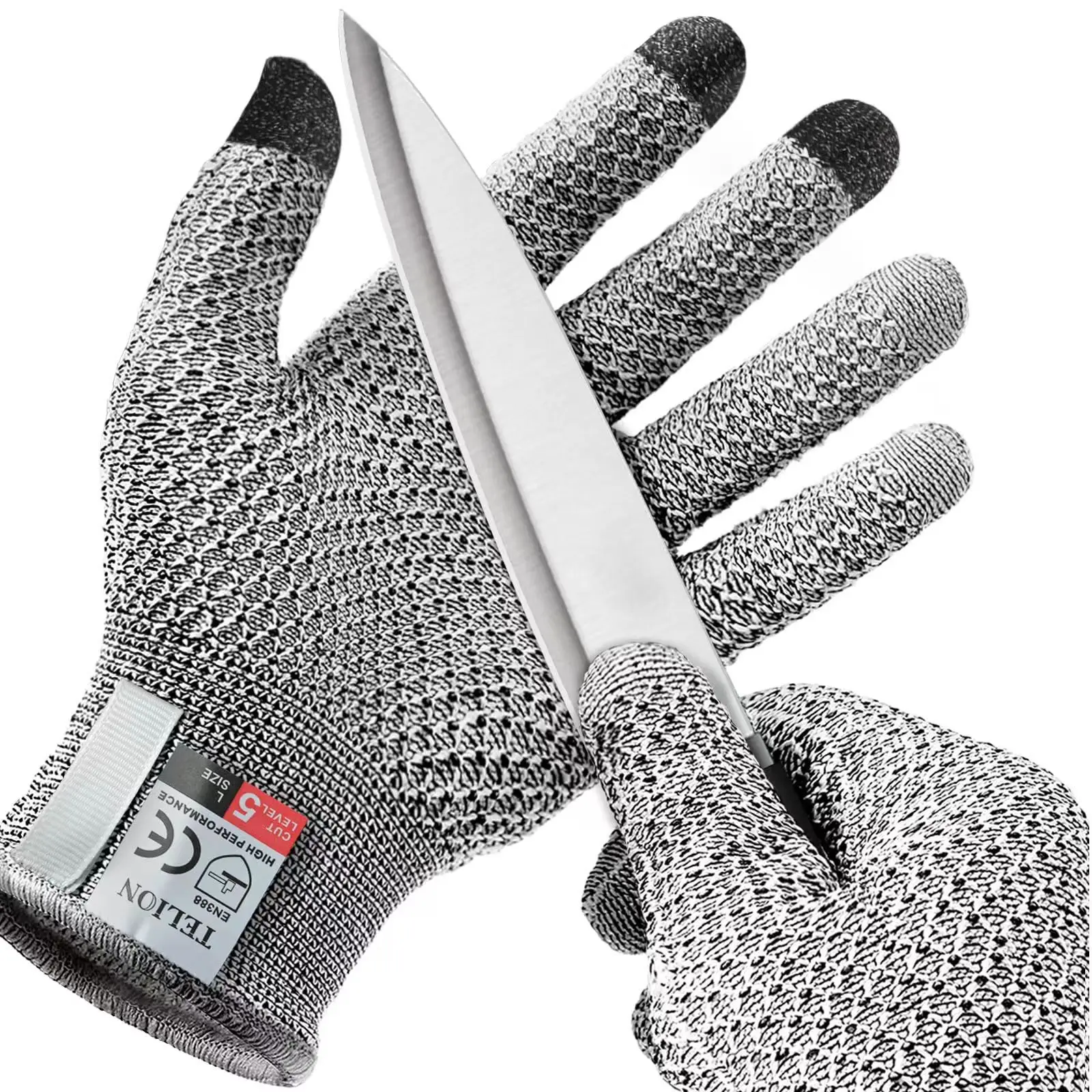 Level 5 Cut Resistant Touch Screen Gloves, Pineapple Texture Food Grade Work Gloves for Kitchen, Fish Cleaning & Butchering
