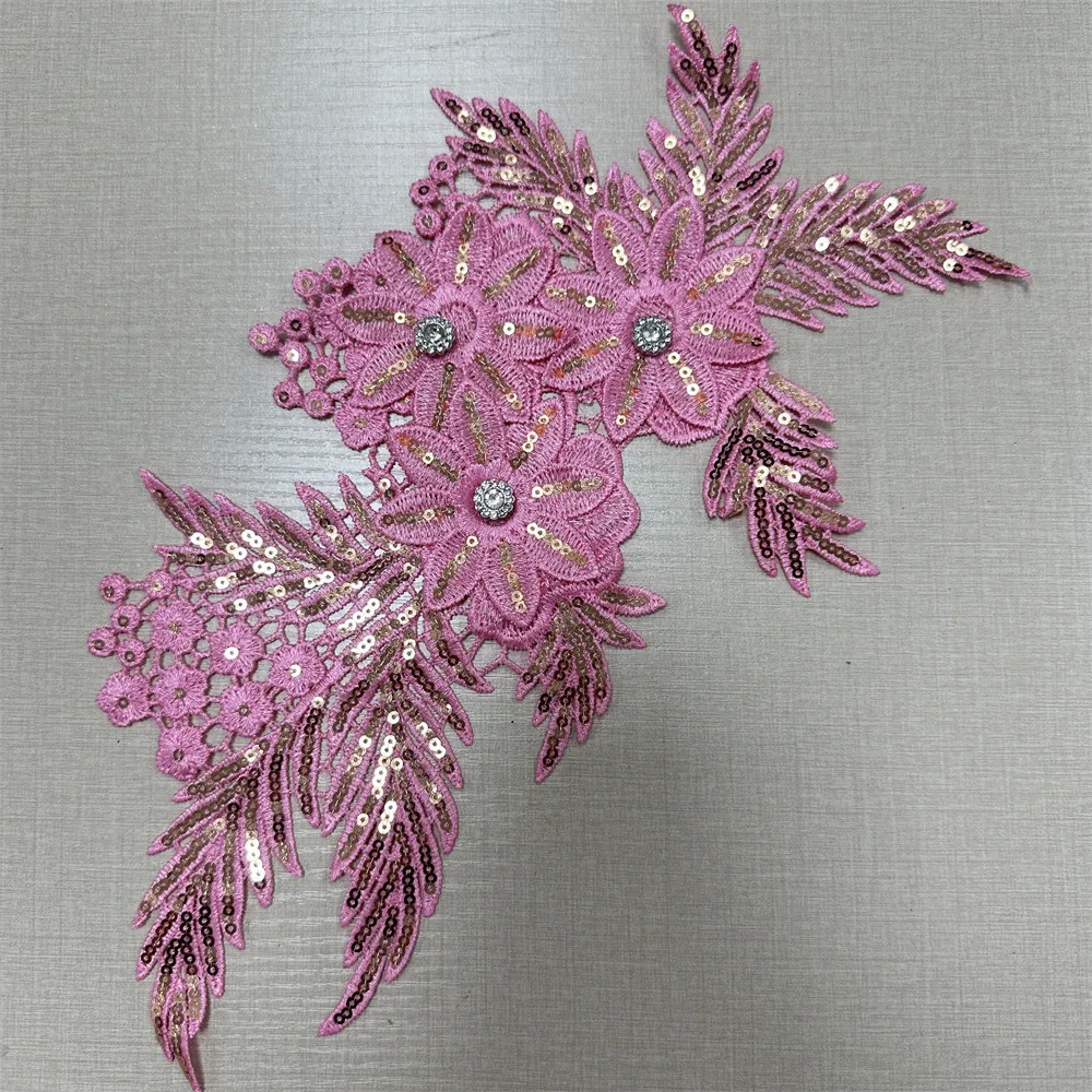 

Beaded Three-dimensional Flowers Sequined Rhinestones Cloth Stickers DIY Multi-colored Collar Corsage Headscarf Accessories