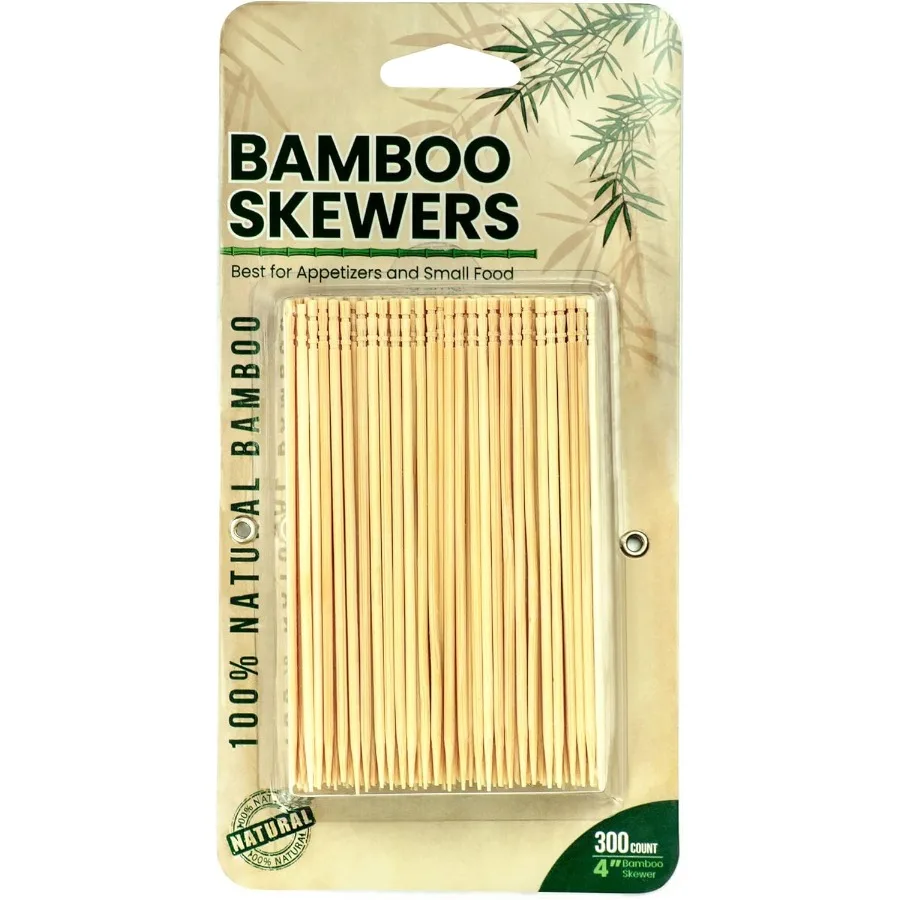 Brochetas de bambú tural de 4 ", Mini selecciones de madera para cóctel, palitos para aperitivos, tablas para sándwich, salpicaduras de fruta para barbacoa, artesanía DYI