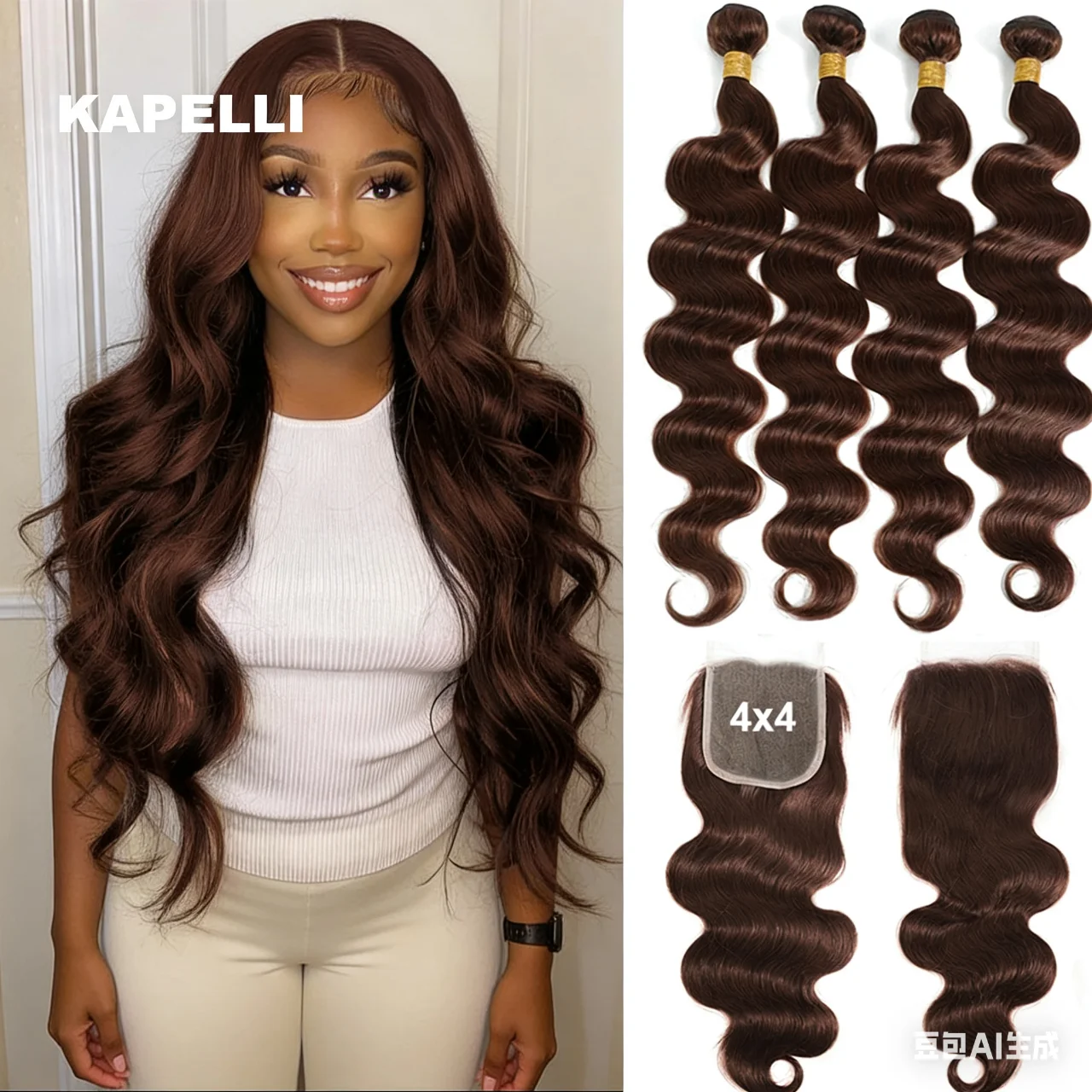 Body Wave Echthaar-Bündel mit 4x4 13x4 Frontal Deep Middle Part HD Lace Closure 12A Brasilianisches Rohhaar-Bündel mit Verschlüssen – Detail 4