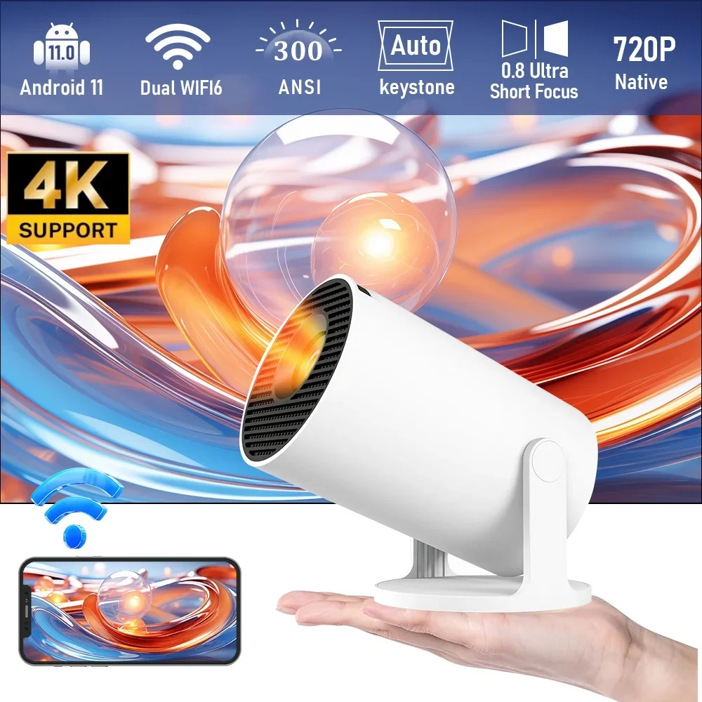 

LynCast Protable Projector HY300 Pro+ 300ANSI Android TV WIFI6 & BT5.4 Mini X1BQ Projector Home Theater HiFi Speaker NEW Beamer