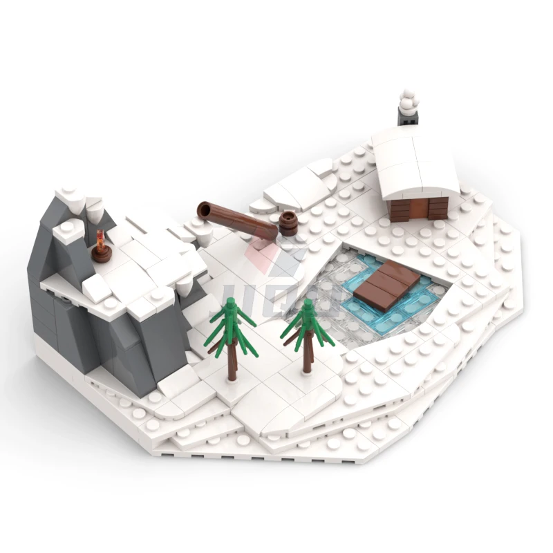 Winter Mountain Landscape Model Building Blocks City Street Snow House Scene Construction MOC Bricks DIY Kid Toy Christmas Gifts