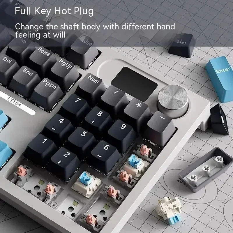 Imagem -04 - Teclado Mecânico para Jogos Hot Swap Tela Inteligente Botão Multifuncional Tri Modo Rgb sem Fio pc Gamer Escritório Langtu-lt104