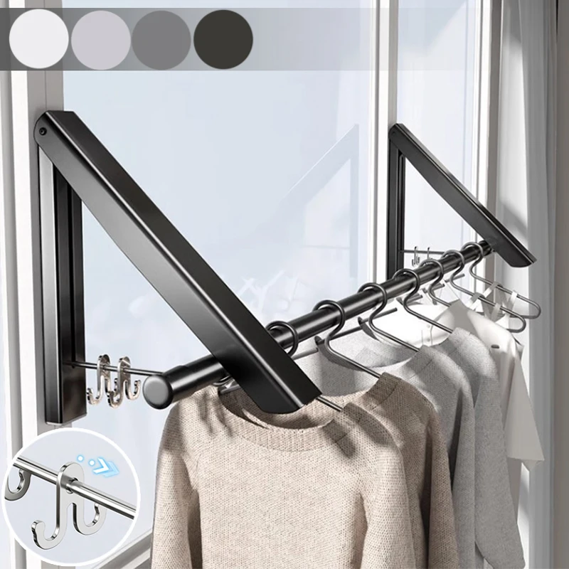 

40cm Premium Aluminum Invisible Drying Rod Wall Mounted Foldable Clothes Rack for Indoor Outdoor Balcony Bathroom Space Saving