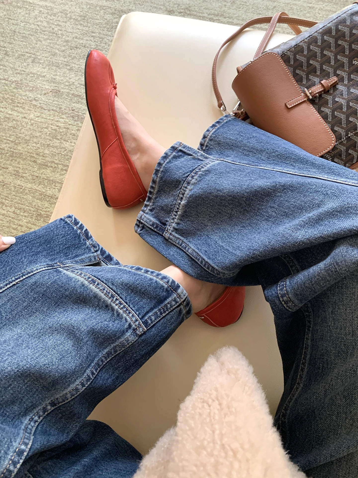 Calças Jeans Cheerioaban de Perna Larga com Design Assimétrico, Casual, em Denim de Algodão, com Fenda Lateral, Ajuste Confortável para Todas as Estações, Calças Femininas