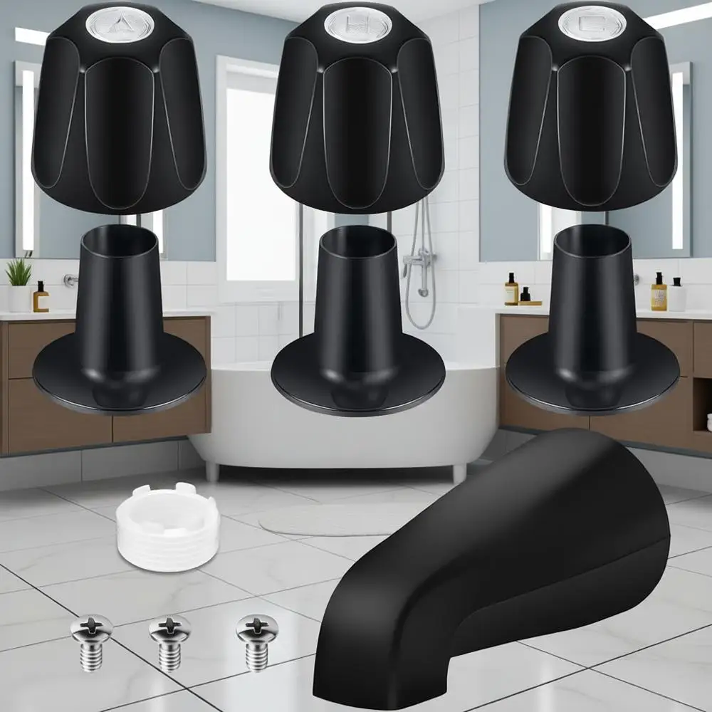 Tub Shower Trim Kit, Matte Black, 3 Piece Shower Knob and Bath Tub Spout