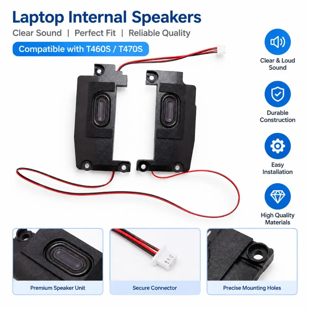 Left + Right Internal Speakers Laptop Audio Internal Mount Laptop Speakers Replacement Part for Lenovo ThinkPad T460S T470S