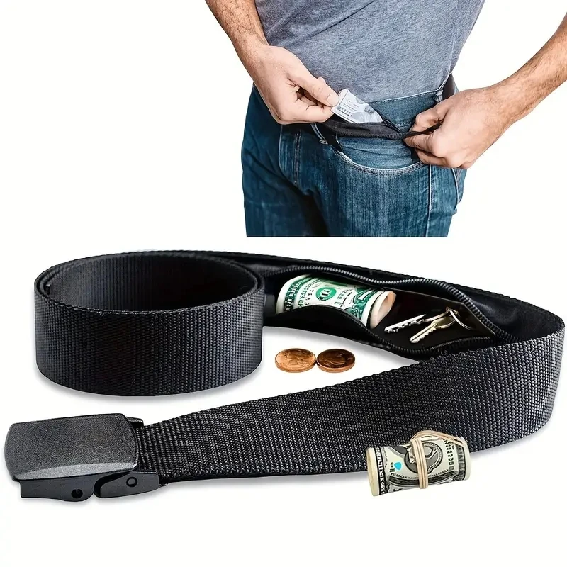 114cm Anti-Theft Travel Cash Belt, Portable Hidden Money Strap Wallet Waist Pack for Women and Men with Secret Hiding