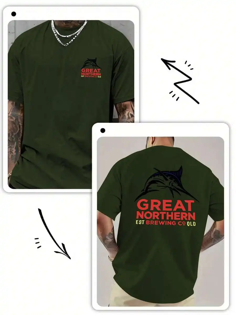 

Double Sided Print Mens T-Shirt Casual Loose Fit Streetwear Top