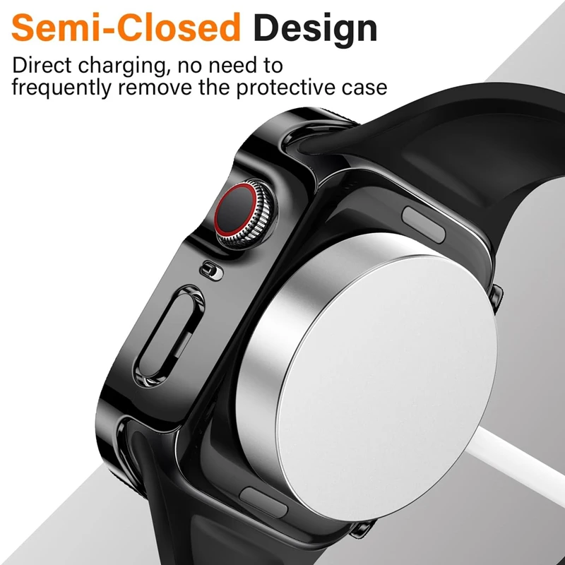 Glas + Schutzhülle für Apple Watch 46mm 44mm 45mm 40mm 41mm 42mm Gerade Kante Displayschutzfolie Abdeckung iWatch 10 9 8 7 SE 6 5 4 Hülle – Detail 5