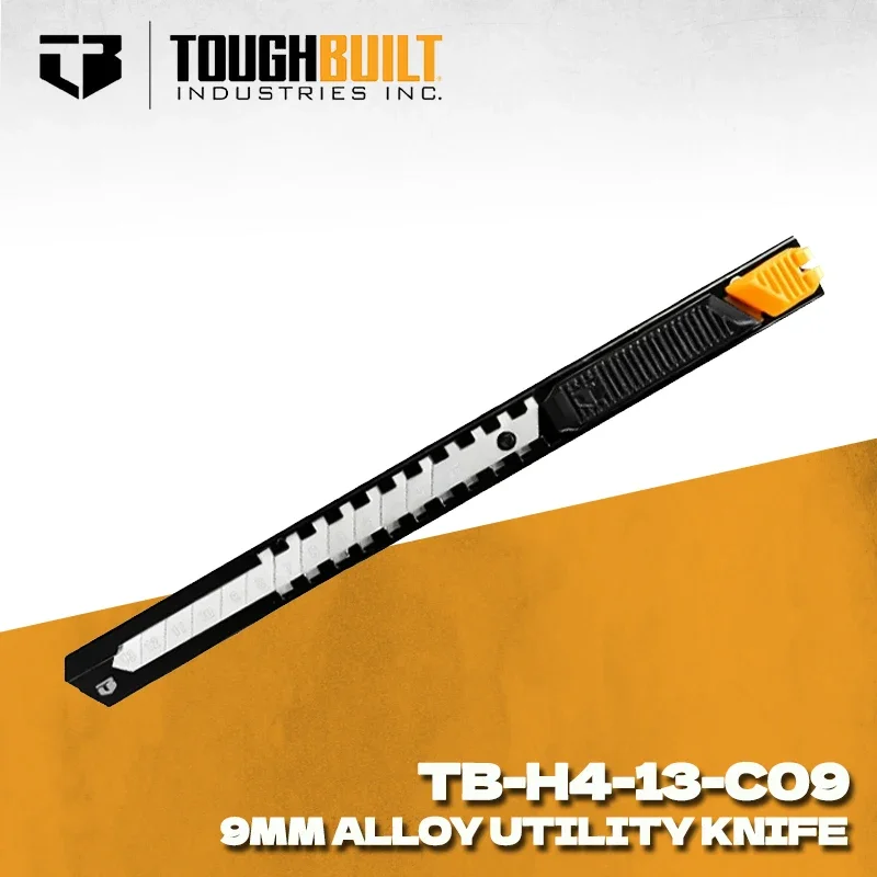 TOUGHBUILT TB-H4-13-C09 9mm Utility Knife, Heavy Duty Steel Blade Sliding Cutter with Lock, DIY Woodworking Hand Tool