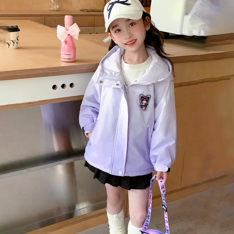 Anime sanhos Kuromi cappotto per bambini cartone animato ragazze giacca con cappuccio addensare caldo creativo luce brillante soprabito inverno bambini vestiti