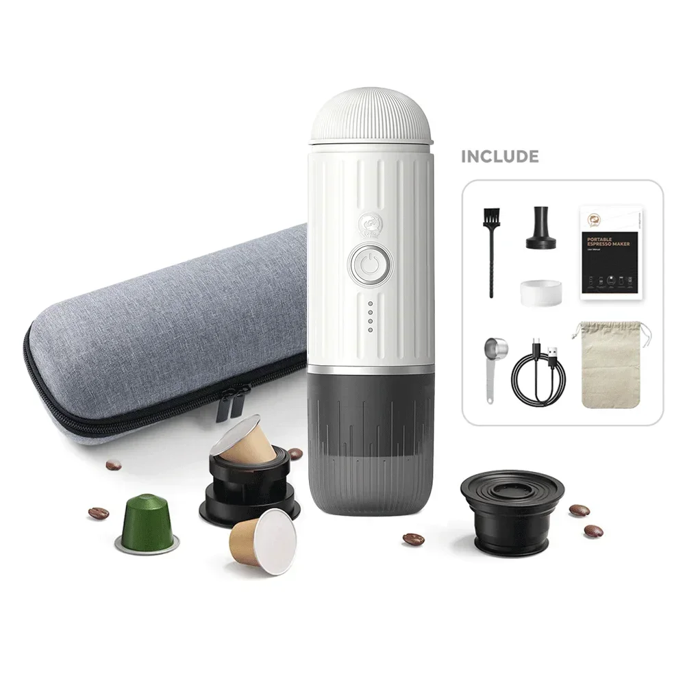 Portable Coffee Machine with Heating Function Car Expresso Maker TYPEC charging port Fit Nespresso Capsule and powder/Basket