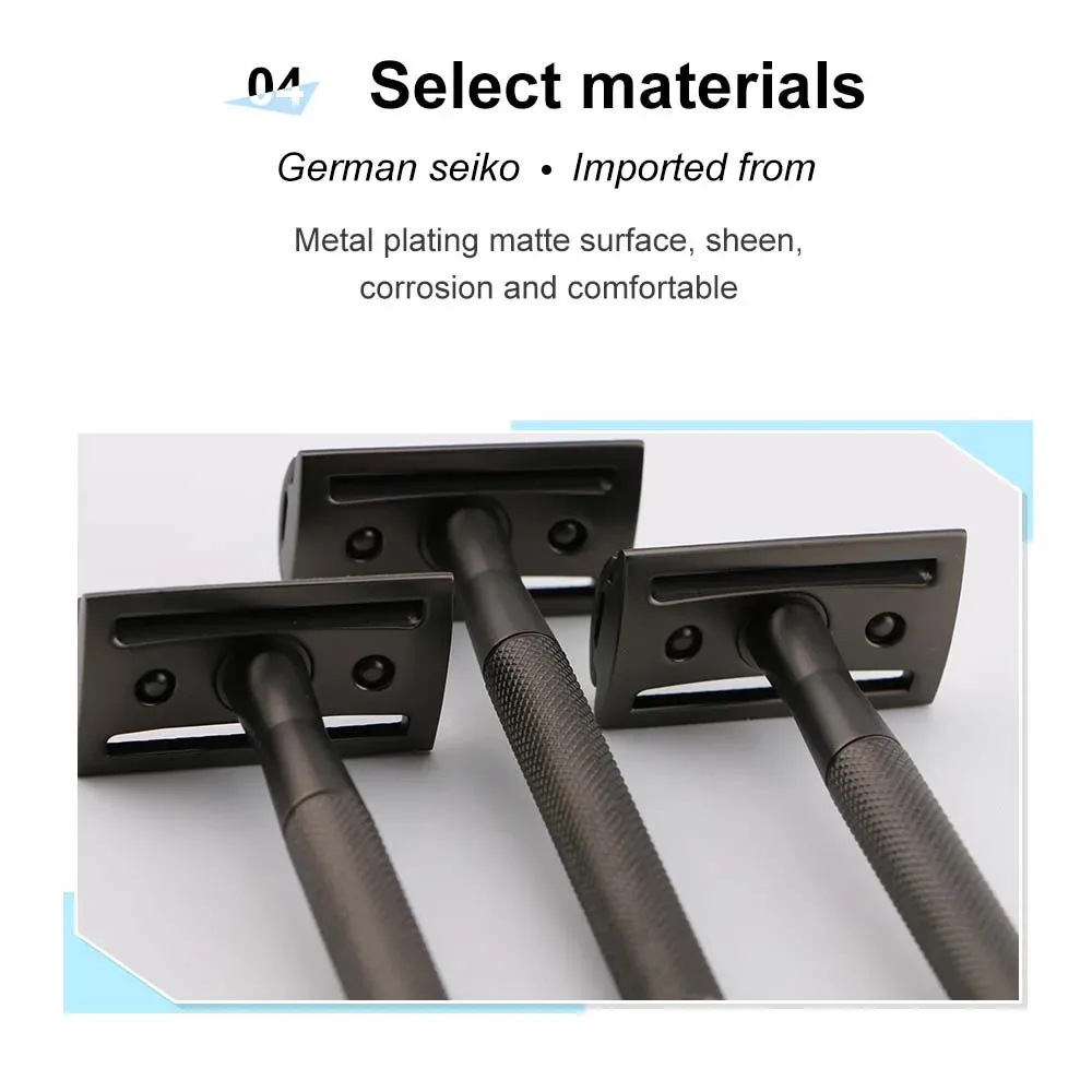 Manueller Rasierer für Herren aus Metall, Handrasierer mit Klingenhalter, doppelschichtige Metallklinge, geschlossener Schneidkopf für reibungslose Rasur – Detail 9