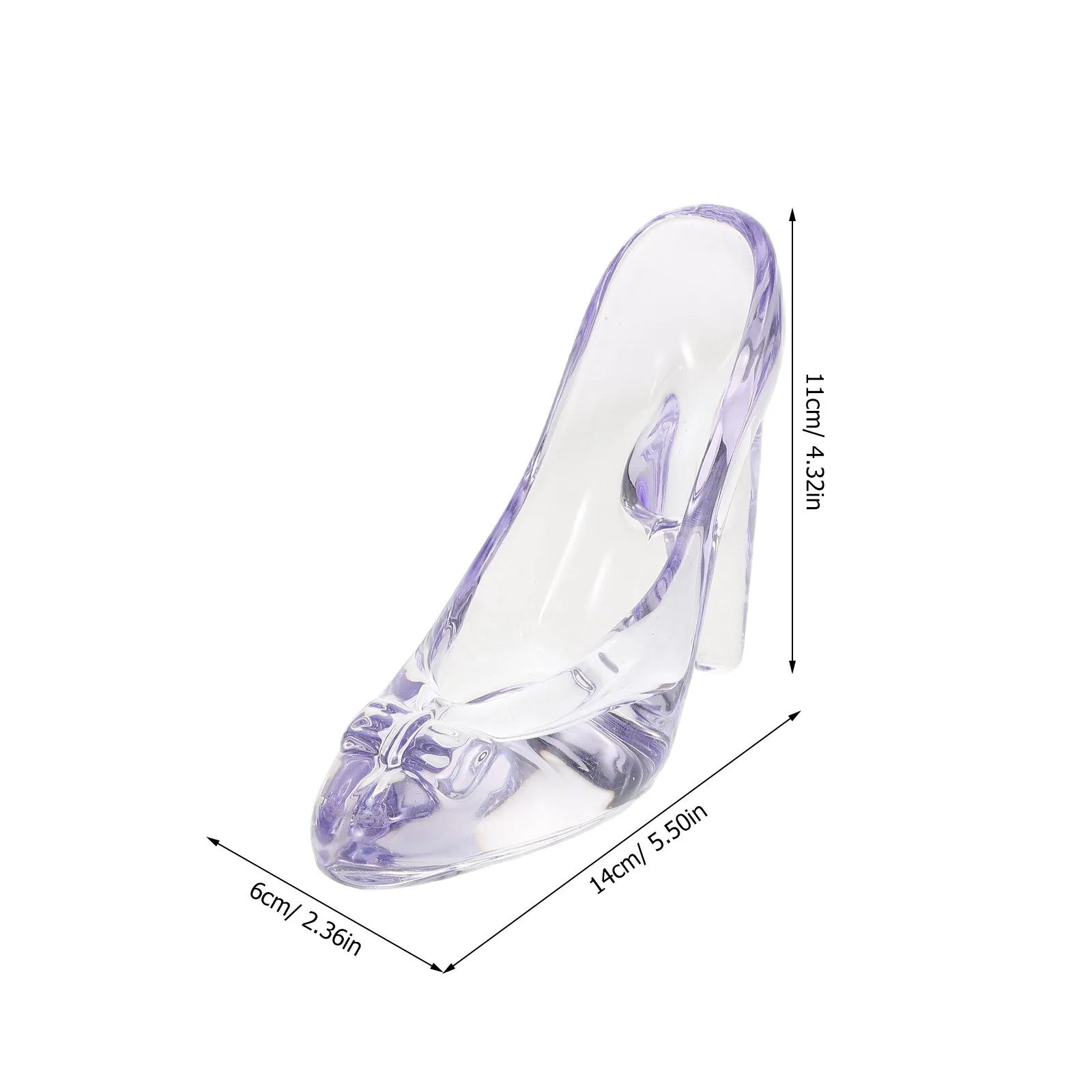 Princess Glass Shoe Ornament Transparent High Heel Sculpture with Bowknot for Bedroom Desk Wedding Table Centerpiece Decorative