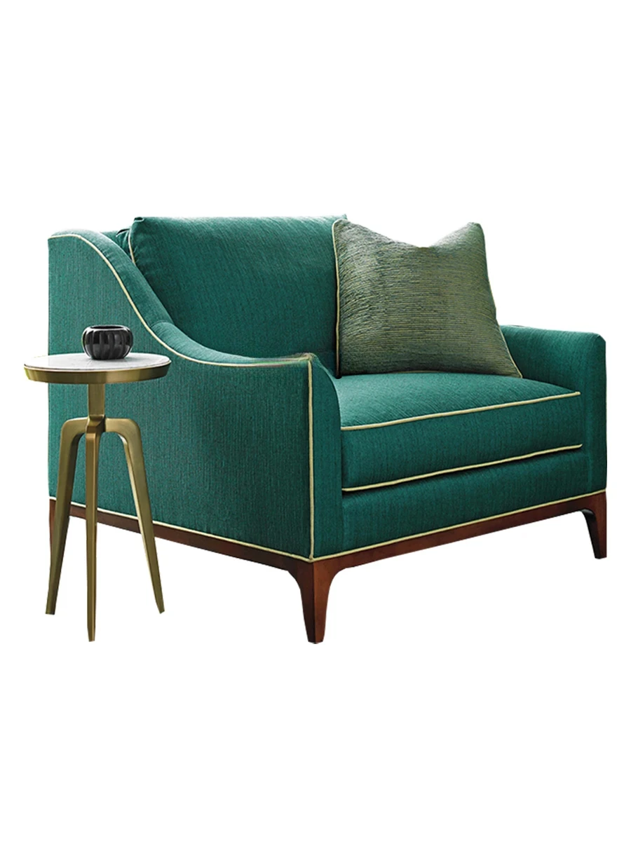 

American Light Luxury Wooden Lounge Chair Small Apartment Fabric Single Sofa Nordic Living Room