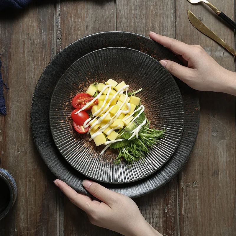 Household Ceramic Western Cuisine Plate, Italian Pasta Dish, Japanese Style Plate, Dinner Plate, Retro Tableware