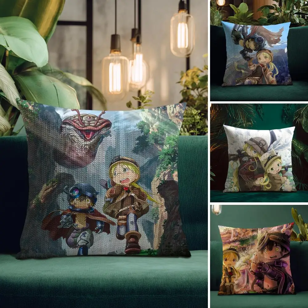 M-Made In Abyss Japanese Anime Cushion Cover Organic Linen Square Pillow Case Durable Non-Allergenic And Kind To Skin
