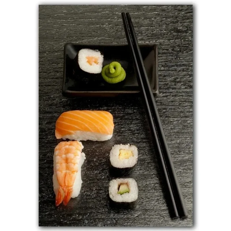 Japanese Food Sushi Salmon Roll Caviar Posters Canvas Painting Prints Pictures Living Room Interior Home Decor