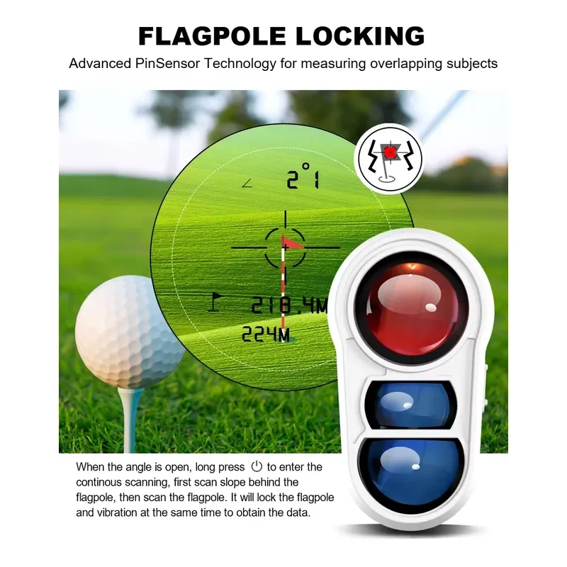 BOLRZO Nohawk Golf Rangefinder Laser Rangefinder with Pulsed Vibration and Fast Focusing System