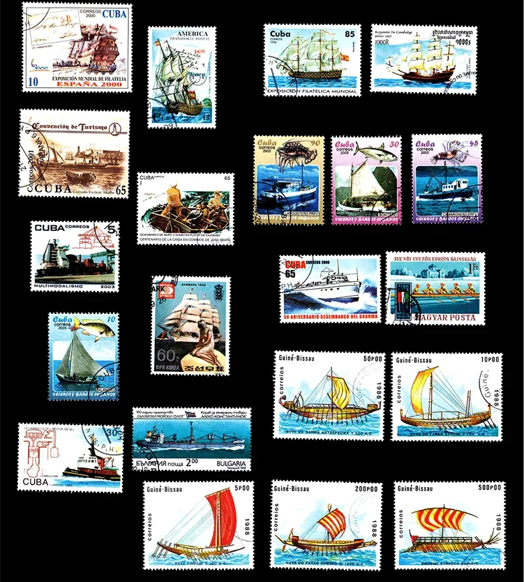 New 50Pcs/Lot Boat Sail Ship Craft All Different From Many Countries NO Repeat  Postage Stamps for Collecting