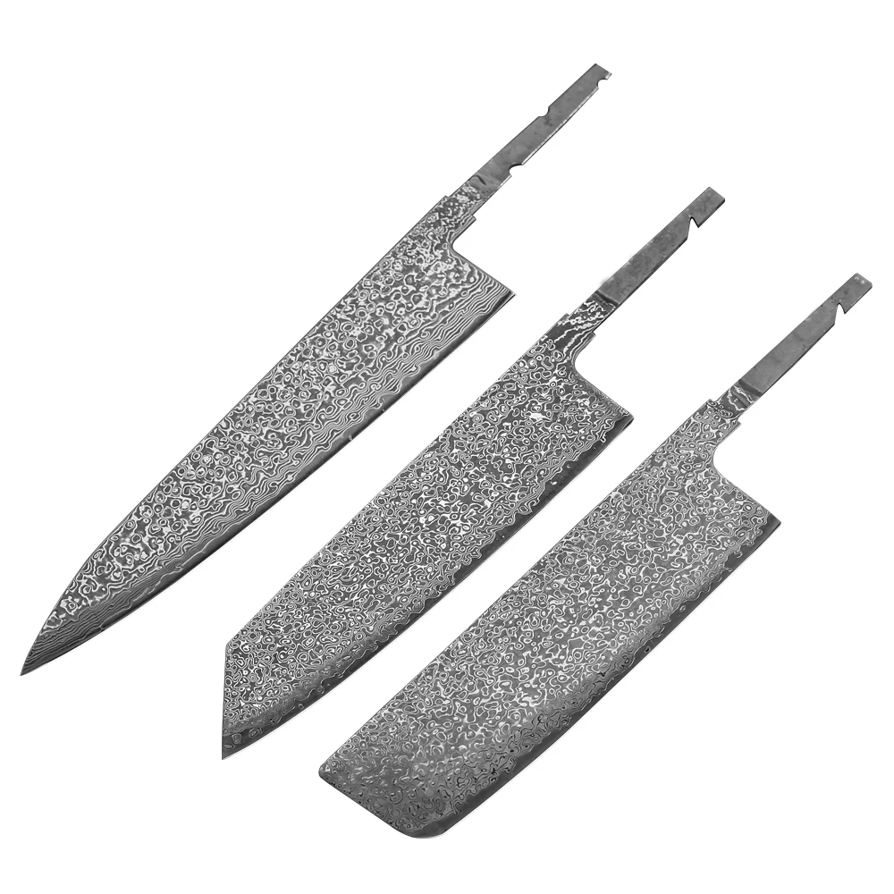 TURWHO 1-3 sztuk DIY noże szefa kuchni nóż Kiritsuke nakiri noże puste stal damasceńska VG10 materiał ostrza półwykończony nóż puste
