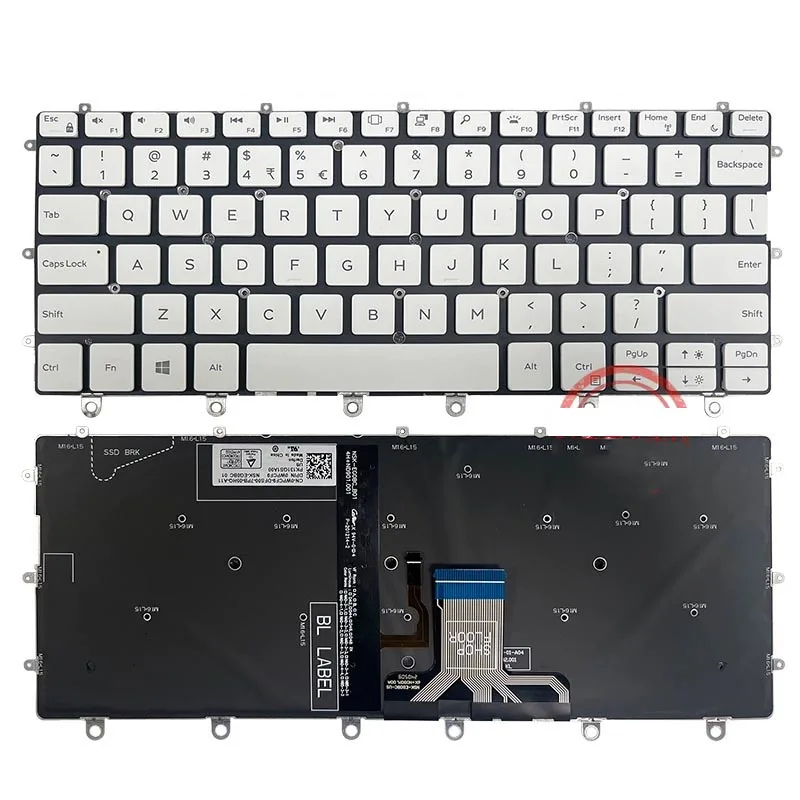 US Layout Backlight Keyboard For Dell XPS 13 9365 P71G P71G001 Black/White Color