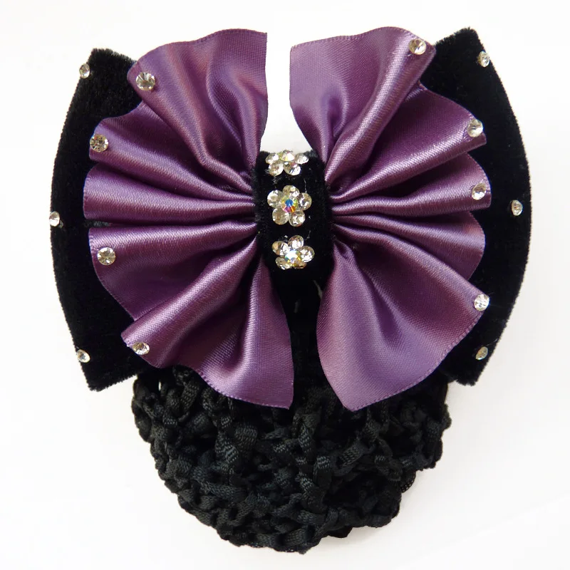 Double Tulle Bowknot Bun Snood Women Hairgrips Lady Hair Clip Cover Net Stylish Floral Lace Satin Bow Barrette Hair Accessories