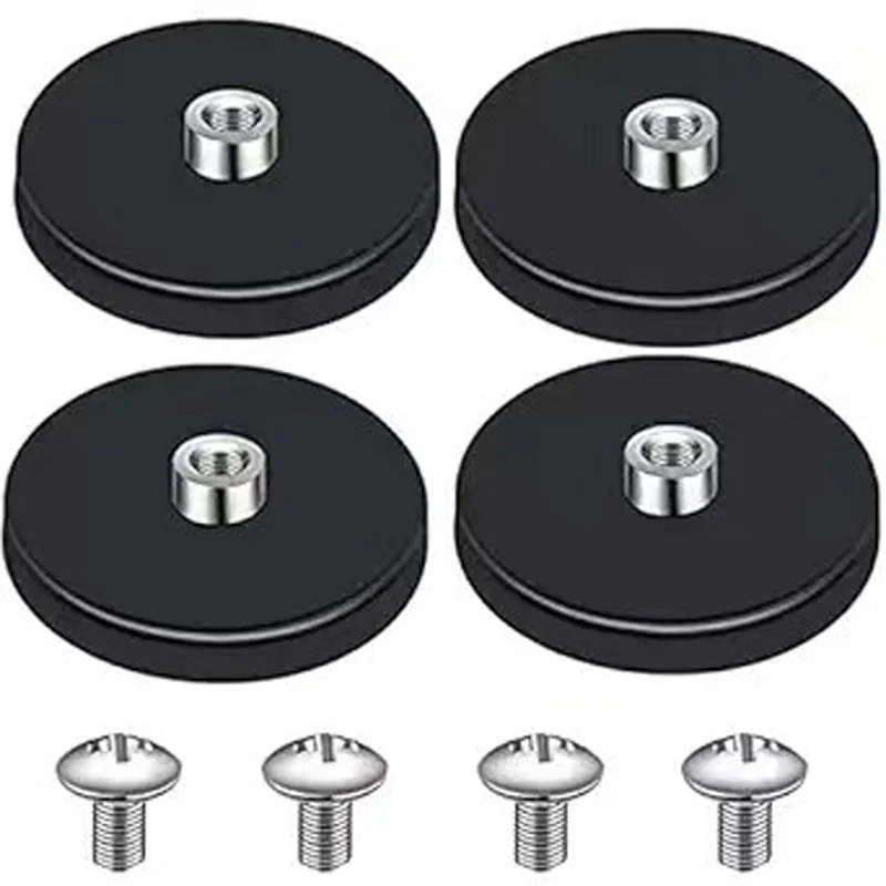 5/8/10PCS Rubber Coated Magnet D43MM Heavy Duty Car Base with Black Rubber Coating License Plate Magnet Screw 22LB