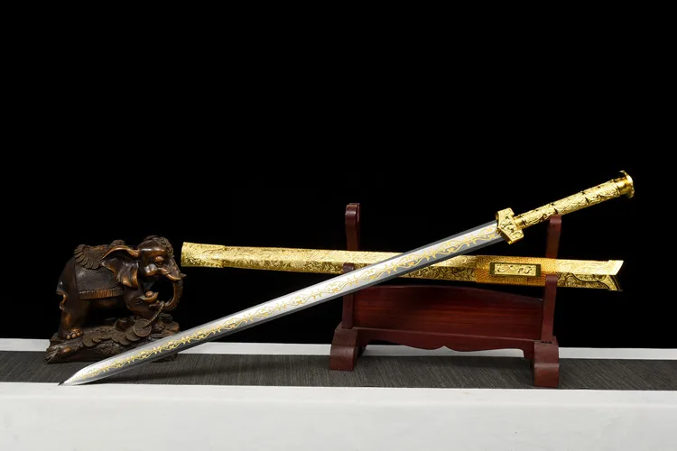 

108 cm Medieval golden armor Free sword katana full tang True Steel Templar Knight samurai sword Battle Preparation Ninja Kung F
