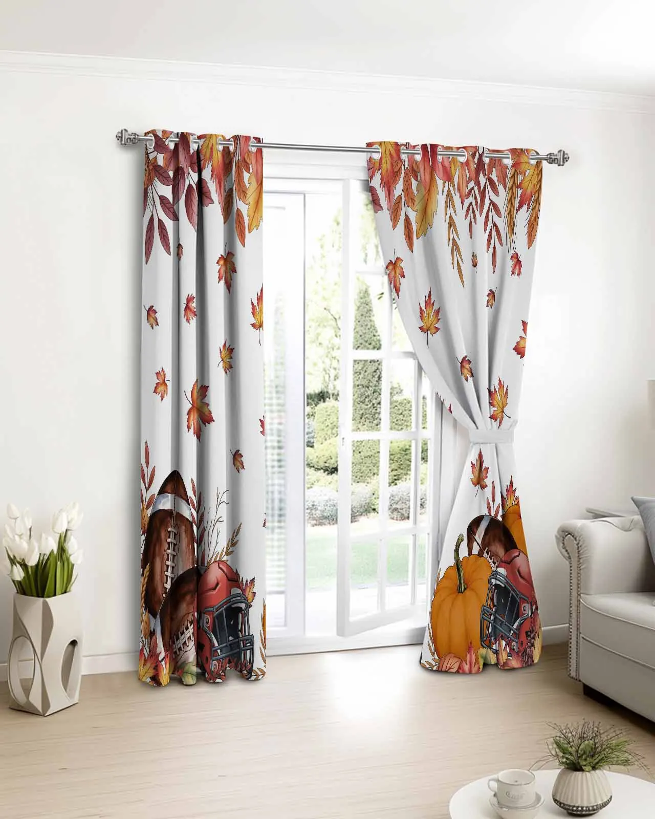 

Autumn Pumpkin Maple Leaf Curtains For Kitchen Bedroom Window Treatment Curtains for Living Room Home Decor Drapes