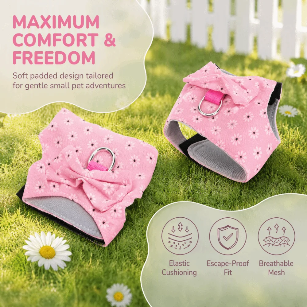 Soft Vest Animal Harness Leash Set Chest Strap Lightweight Design Escape Proof Vest Denim Cloth Adjustable Strap