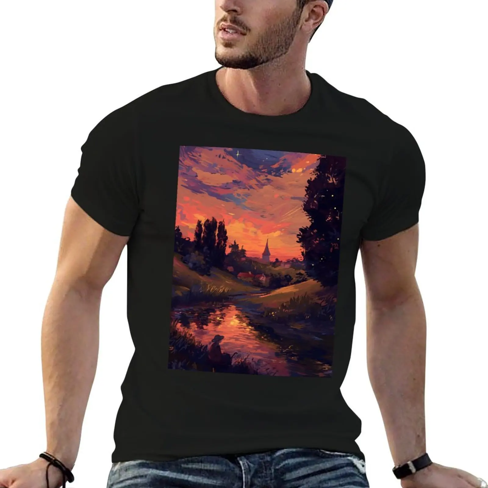 Tuscan Evening T-Shirt graphic t shirts blue archive mens t shirts casual stylish