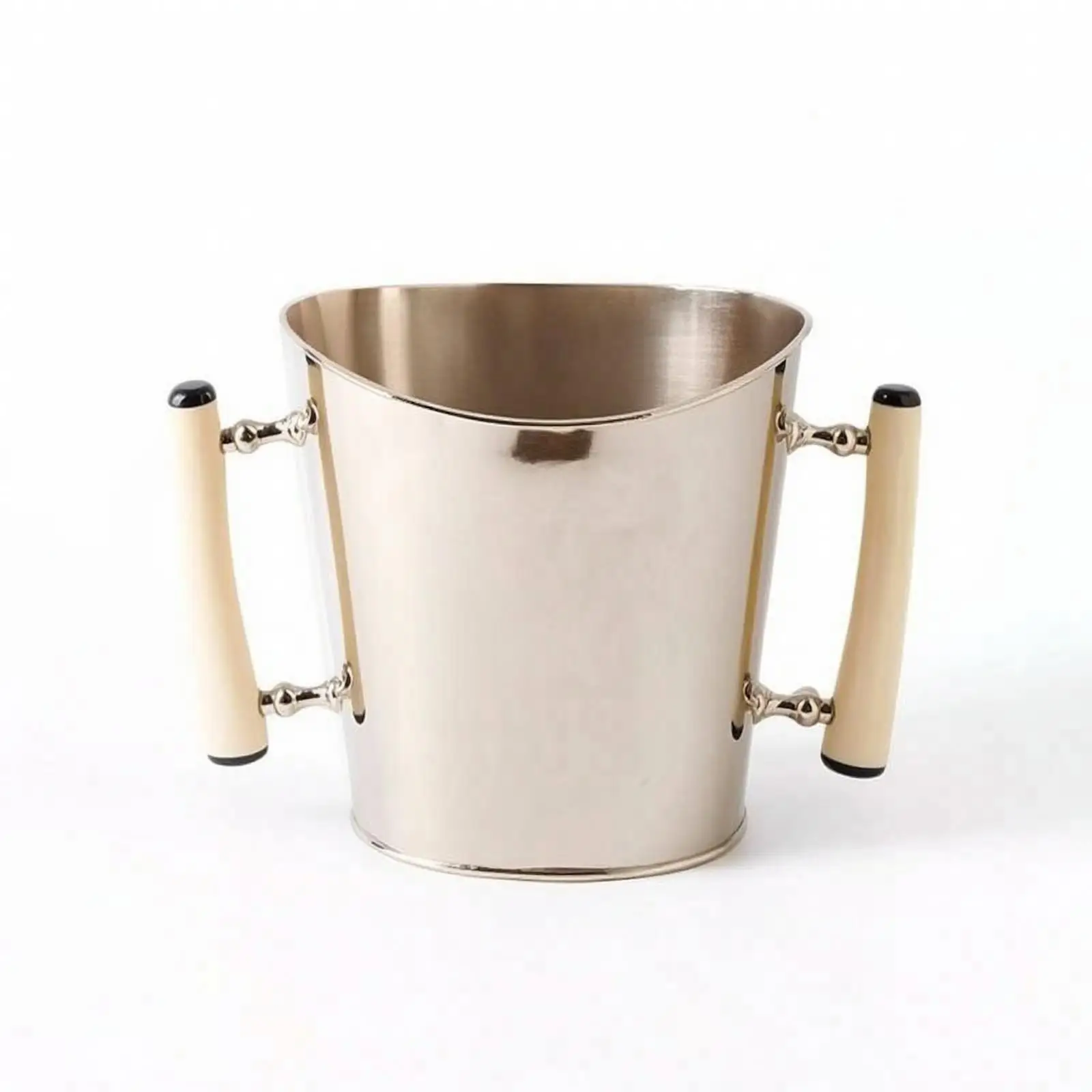 Bone Handle Barware Tool Set with Ice Bucket Lid and Stand Stainless Steel Copper Details for Modern Bar Décor