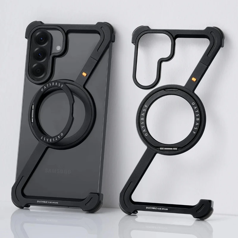 

Oatsbasf Металлический каркас Magsafe для Samsung Galaxy S25 Edge Чехол для телефона с подставкой 360° ° Поворотный чехол для телефона Samsung Galaxy A56