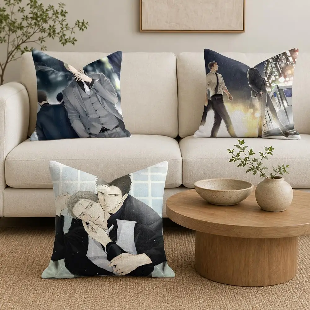 T-Twittering Birds N-Never Fly BL Cushion Cover Organic Linen Square Pillow Case Durable Non-Allergenic And Kind To Skin