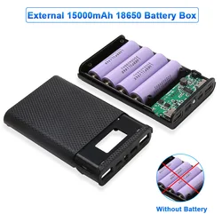 4*18650 Banco Do Poder Caso Externo 15000mAh Caixa de Armazenamento de Carga Da Bateria Shell Sem Bateria DIY Poder Shell Para iPhone Xiaomi