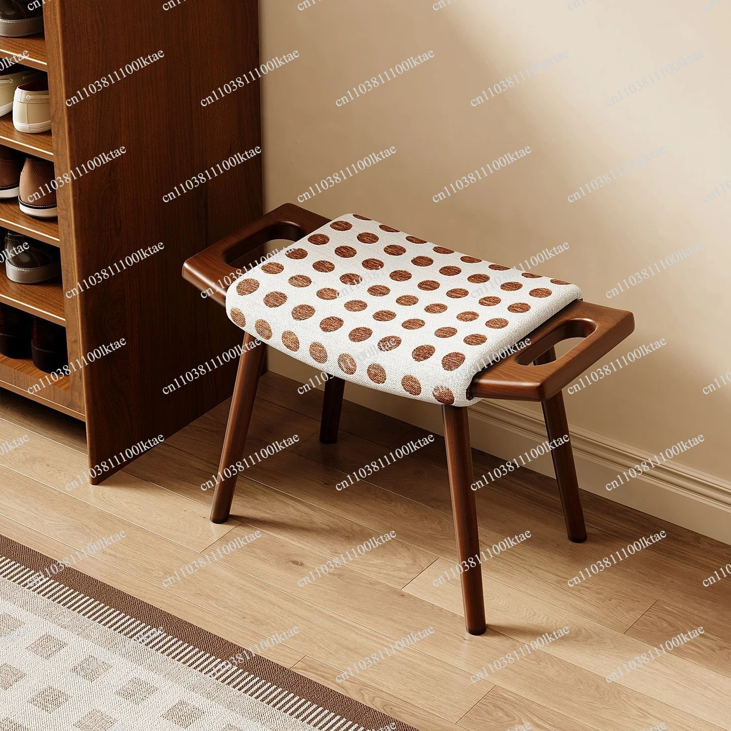 Solid Wood Dressing Table Stool, Vintage Style Bedroom Chair, Household Makeup Bench, Doorway Shoe