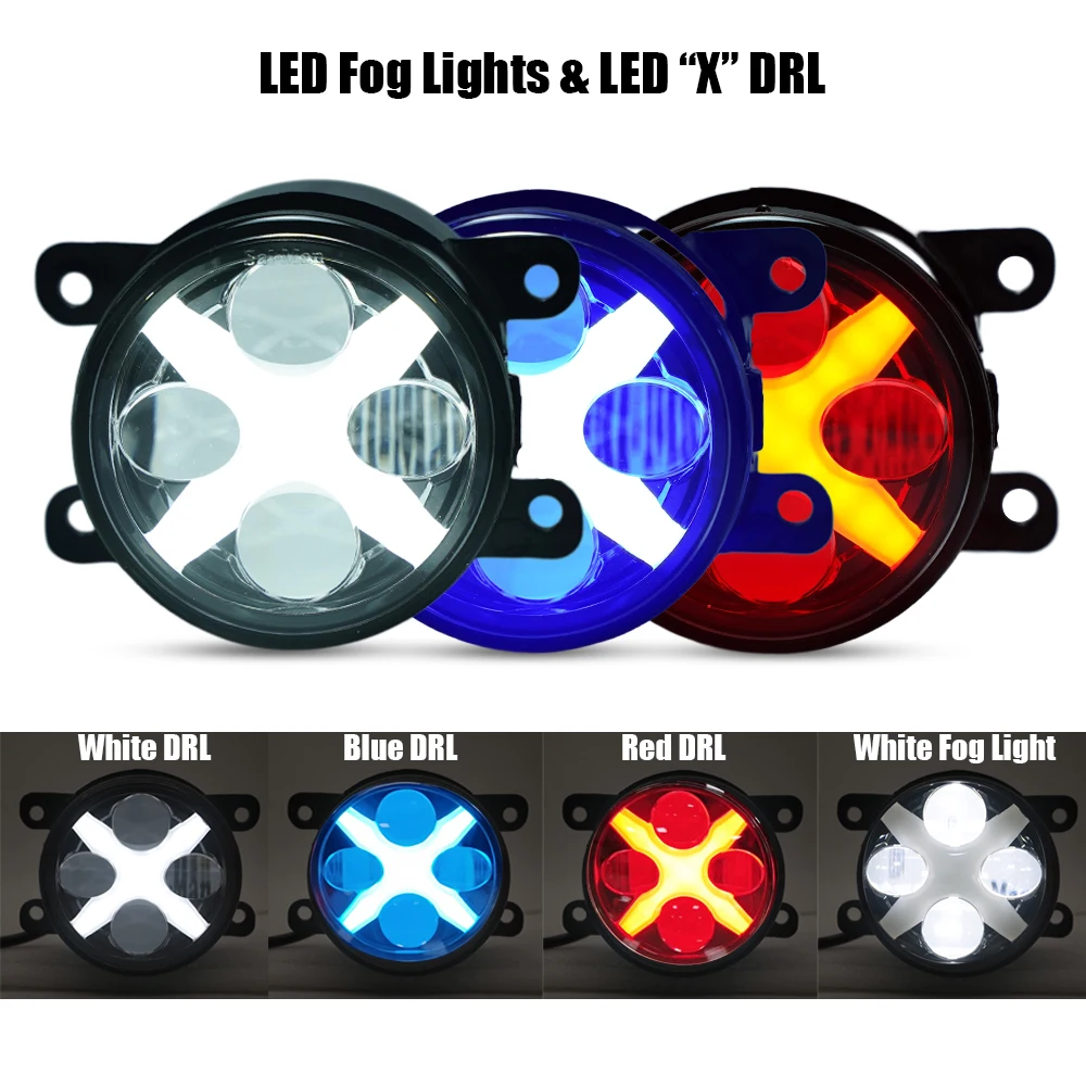 20Wx2 LED Fog Lights For Peugeot Landtrek 2021-Up Fiat Titano RAM 1200 2024 2025 2026 X-shaped DRL DayLight Daytime Running Lamp