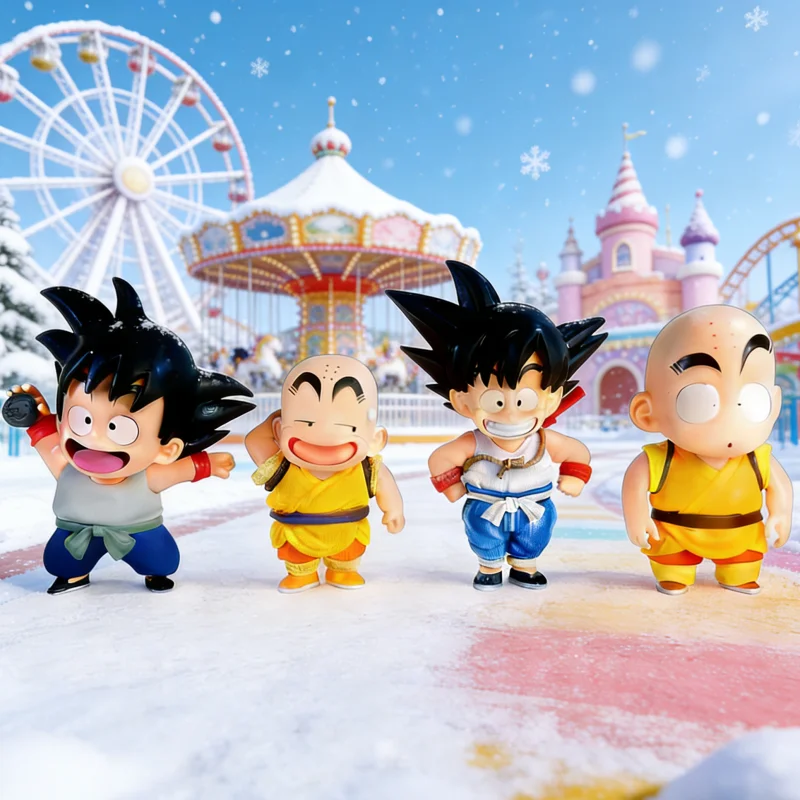 4 estilos dragon ball anime estatueta son goku figuras krillin infância modelo pvc estátua ornamentos coleção brinquedos presente de aniversário