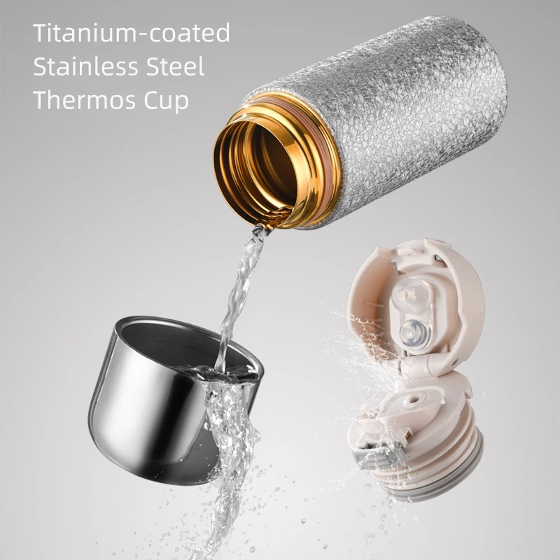 Mini 240ML Coated Titanium Stainless Steel Thermos Cup Coffee Tea Filter Mug Vacuum Flasks Themal Tumbler Bottle termo titanio