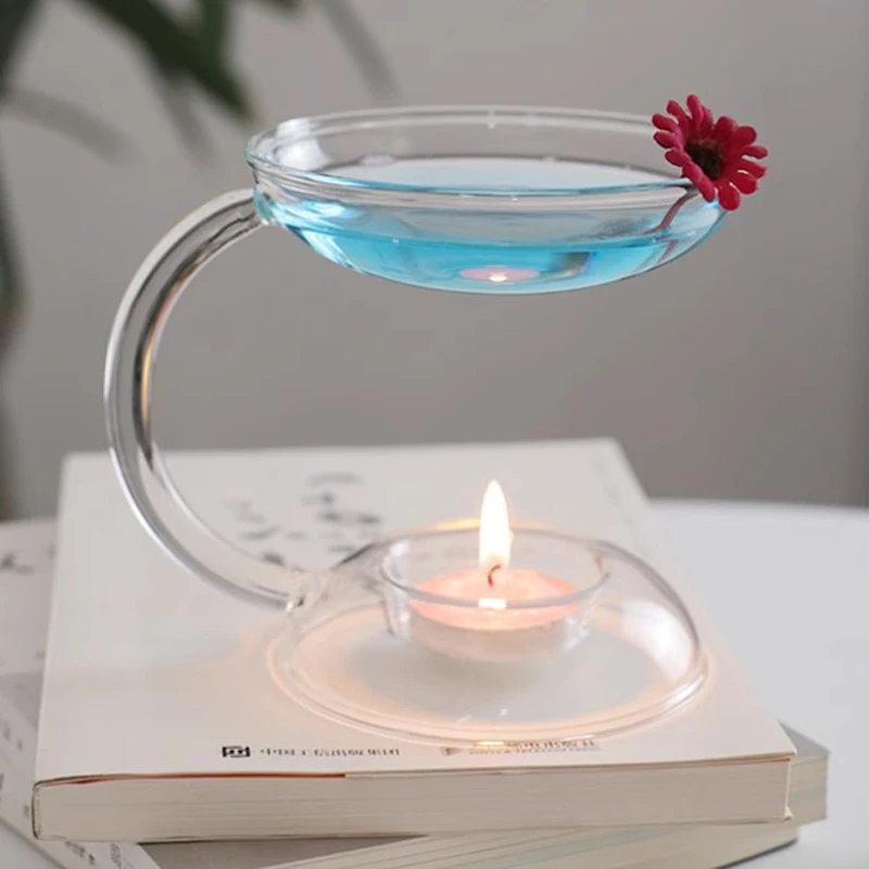 Glass Candlestick High-temperature Resistant Transparent Household Incense Lamp Romantic Aromatherapy Stove Candle Holder