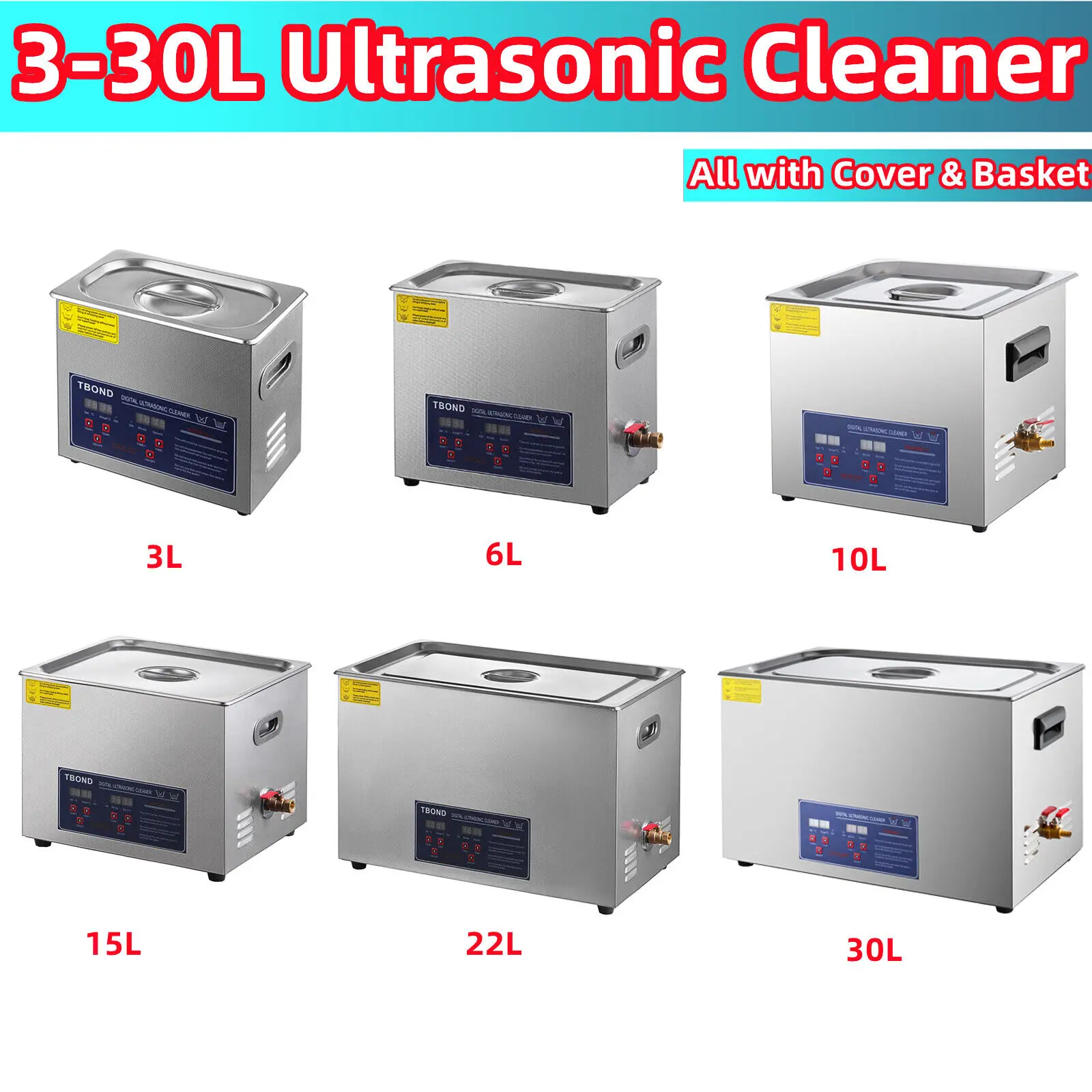 Ultrasonic Cleaner Digital Timer for Washing Machine,Jewelry,Glasses,Watch Cleaning,Clean Dishes,Dishwasher CE,ROHS,3L-30L