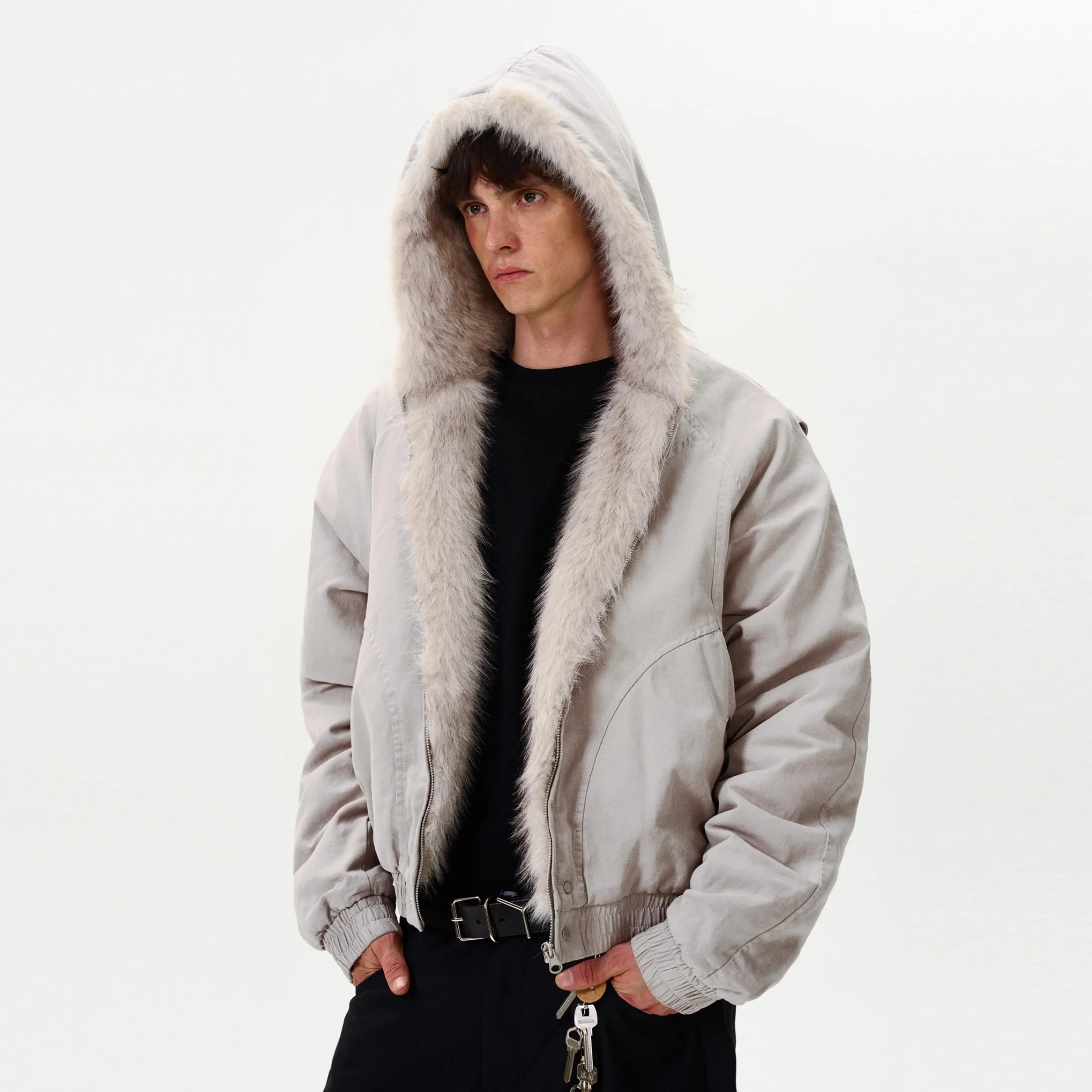 2000s Aesthetic Black Elegant Jacket Men 2025 Winter Y2k Zip Up Hooded Design Harajuku Coat Female Loose Casual Chic Coats