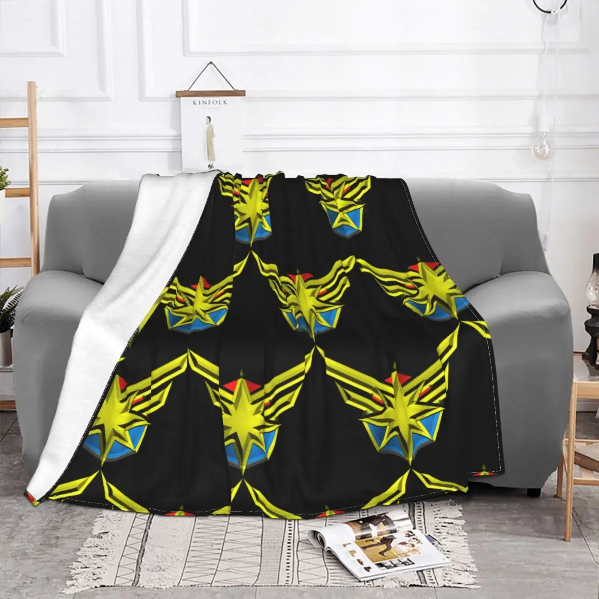 Captain Marvel Blanket Fleece Flannel Autumn/Winter Breathable Super Warm Thin Logo Throw Blankets For bed Bedspread