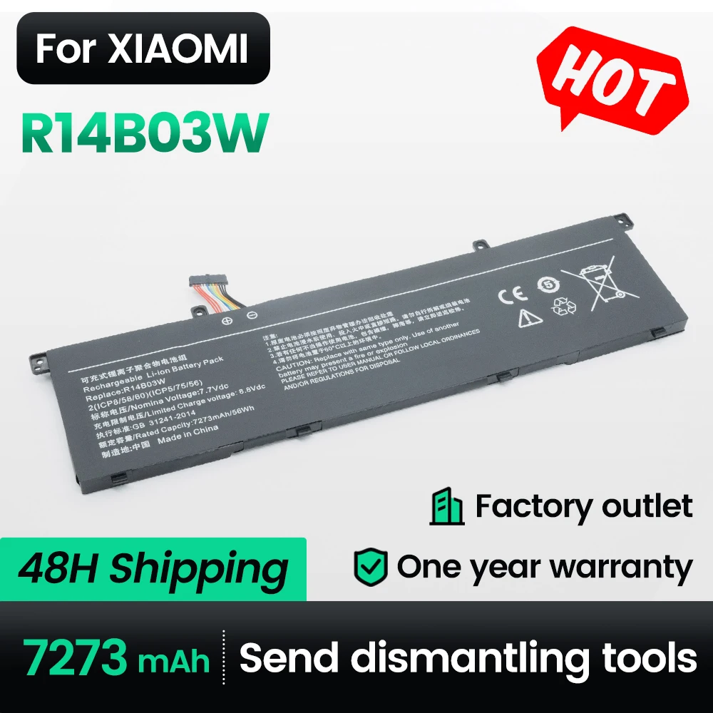 

Keyuan R14B03W Genuine R14B01W/R14B02W Battery R14B07W for Xiaomi Redmibook 14 16 Inch Book Pro 14 2022 15 Pro X 14 X14 series