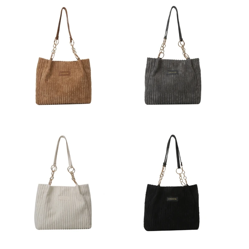 

E74B Fashion Shopping Bag Underarm Bag for Women Shoulder Bags Corduroy Armpit Bag