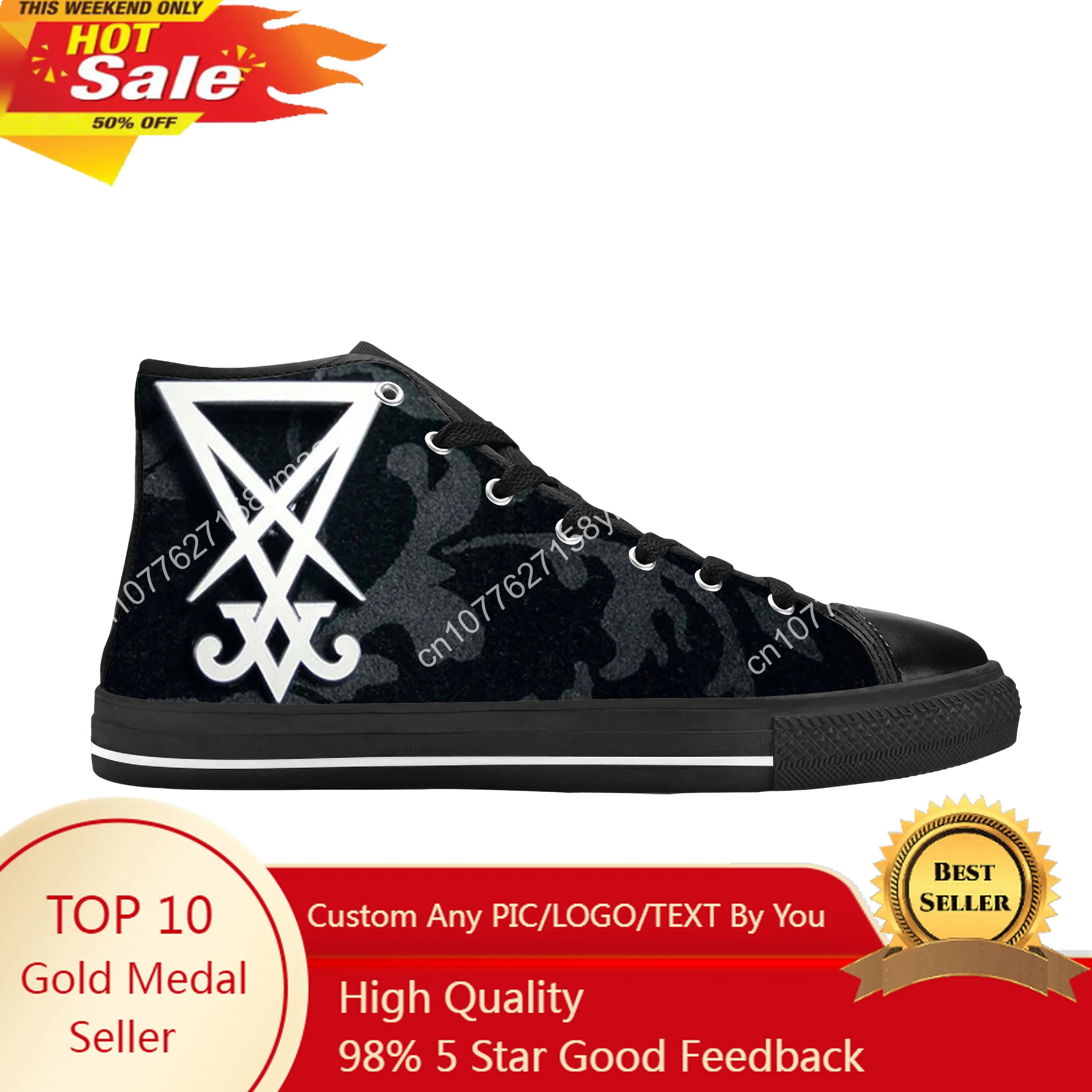 

Sigil Lucifer Seal Of Satan Satanic Devil Gothic Casual Cloth Shoes High Top Comfortable Breathable 3D Print Men Women Sneakers