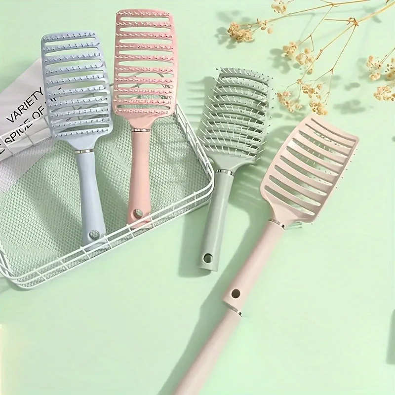 

Изогнутая ребристая расческа для волос — щетка для укладки объема для длинных вьющихся волос, массажер для кожи головы с широкими зубьями, все типы волос