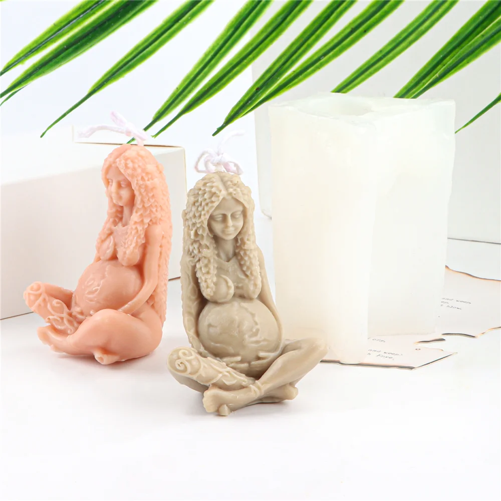 Gaia Mother Earth Silicone Candle Mold Goddess Statue DIY Handmade Aromatherapy Gypsum Resin Soap Making Mould Home Decor Crafts